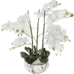 atmosphera Plantas Y Flores Artificiales>Maceta Efect.Mármol C/Orquídea 25x65Cm