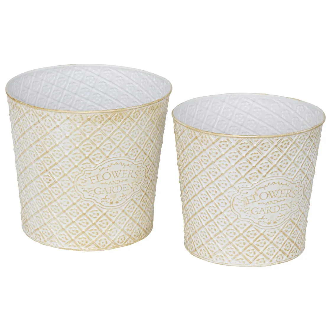atmosphera Jarrones Y Vasos>Maceta TINO de hierro blanco 22cm