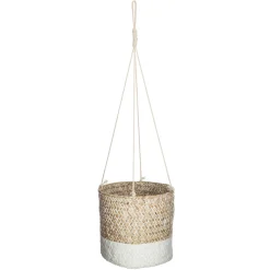 atmosphera Jarrones Y Vasos|Estilo Étnico>Macetero Colagante Etnik Blanco y Beige
