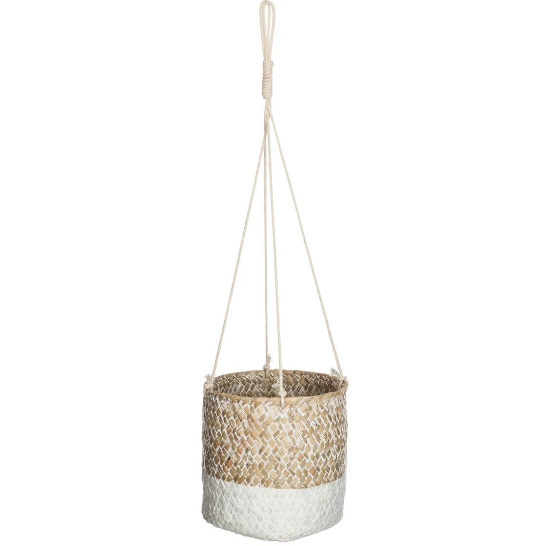 atmosphera Jarrones Y Vasos|Estilo Étnico>Macetero Colgante Etnik Blanco y Beige