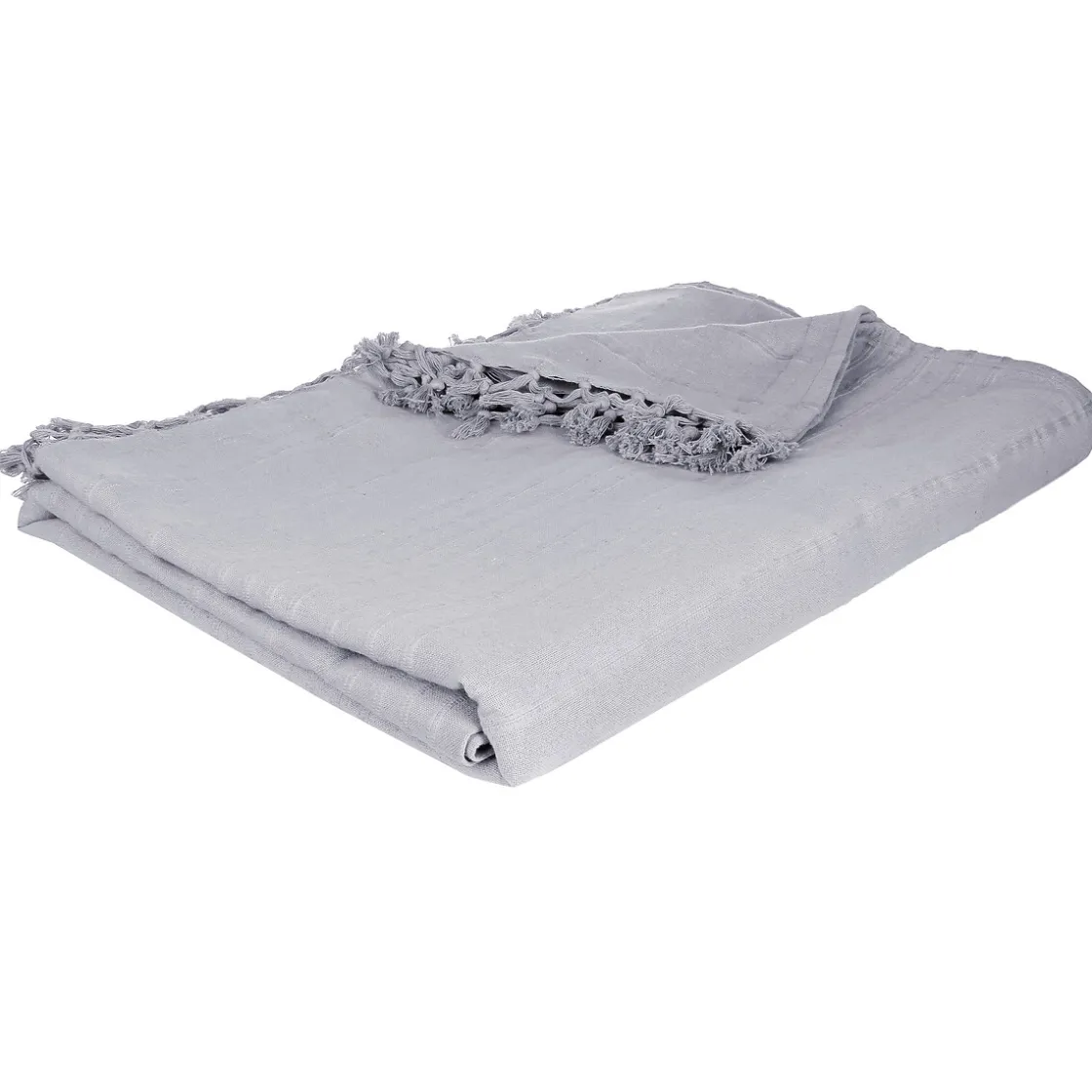atmosphera Mantas>Manta Con Flecos Gris Claro 230x250Cm