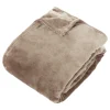 atmosphera Mantas>Manta OLLIS beige de terciopelo