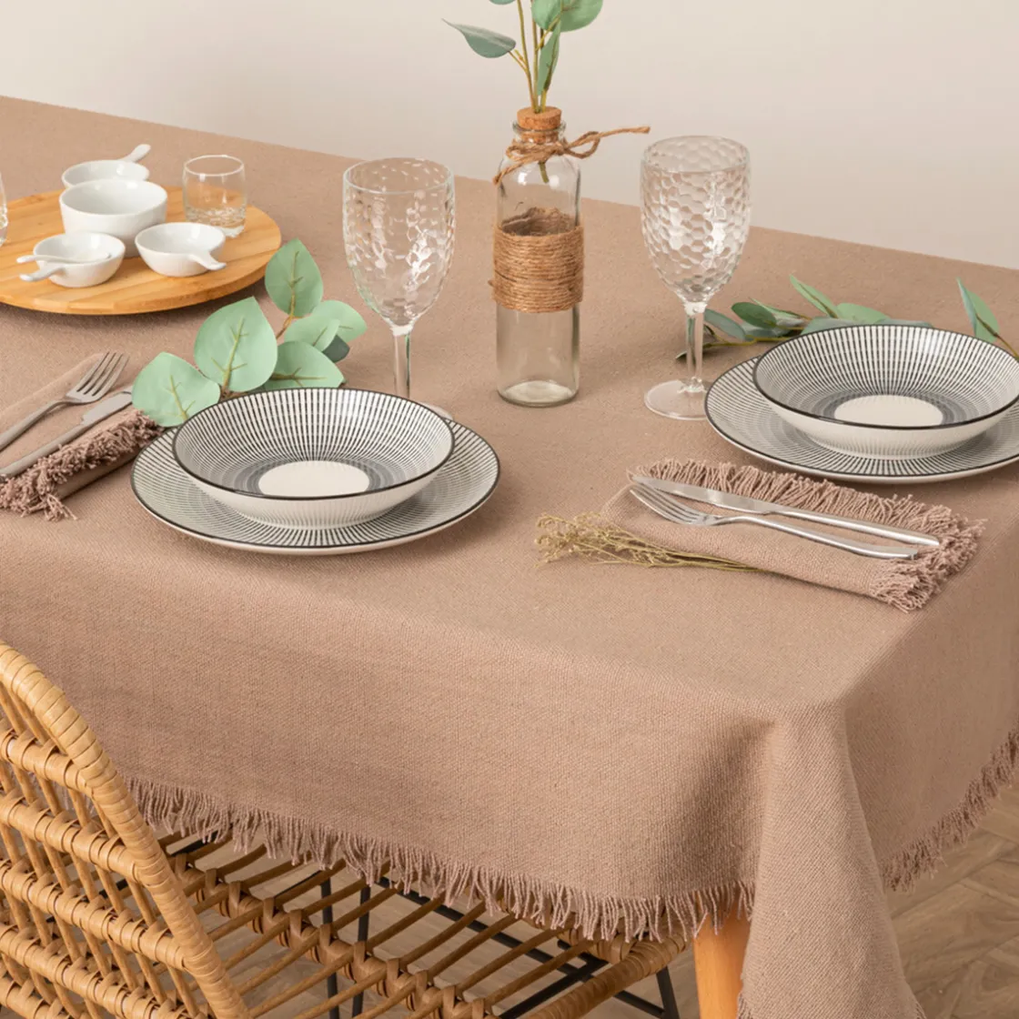 atmosphera Manteles, Servilletas Y Manteles Individuales>Mantel Maha Gris De Algodón 150x250Cm
