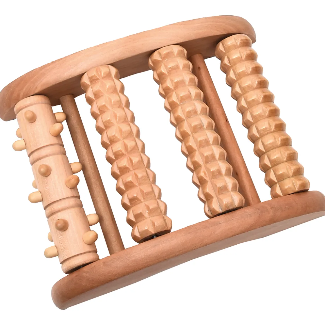 Accesorios De Baño>Masajeador De Pies De Madera Con 4 Rodillos