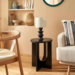 atmosphera Mesas Bajas Y Auxiliares|Estilo Contemporaneo>Mesa auxiliar BLOOM negra de mdf