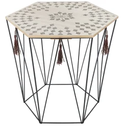 atmosphera Mesas Bajas Y Auxiliares|Estilo Étnico>Mesa Auxiliar Kumi De Mdf 43x40Cm