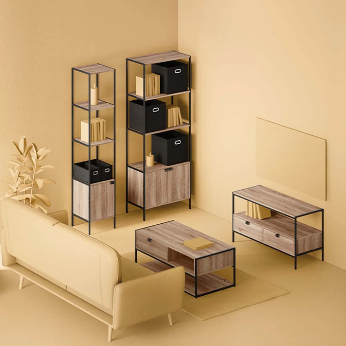 Mesas Bajas Y Auxiliares|Estilo Industrial>Mesa De Centro Aliaj Beige