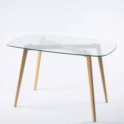 Mesas Para Comer>Mesa De Cocina Gally Con Tapa De Vidrio