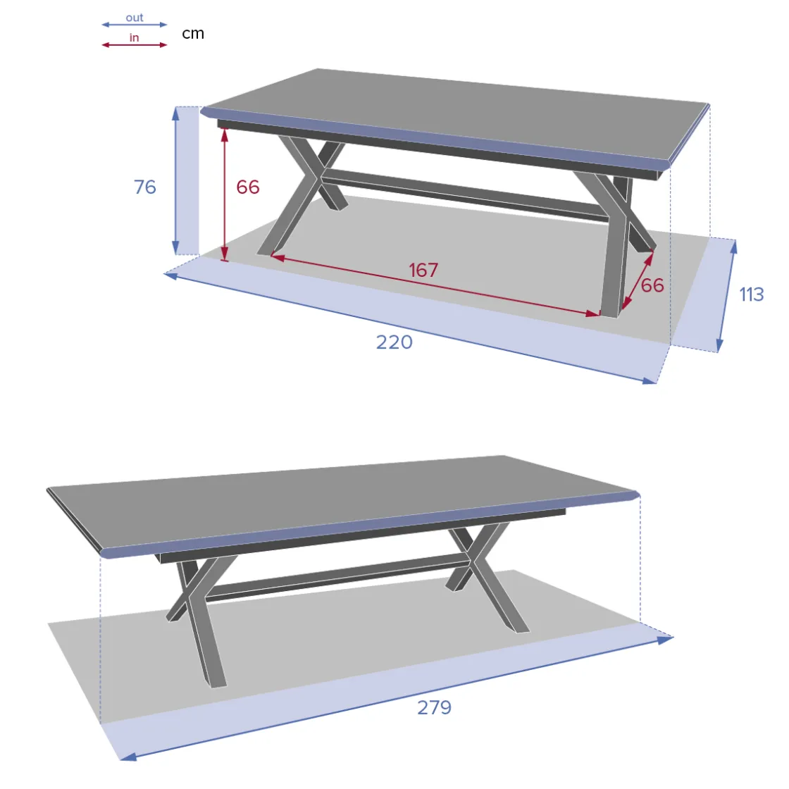 hespéride Mesas De Jardín>Mesa extensible AXIOME lino y blanco 220-279cm