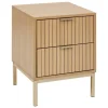 5five Mesas Bajas Y Auxiliares|Estilo Contemporaneo>Mesita de noche con 2 cajones de mdf beige TASSO