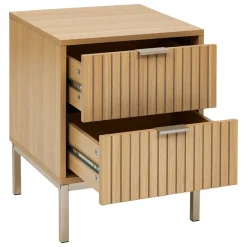 5five Mesas Bajas Y Auxiliares|Estilo Contemporaneo>Mesita de noche con 2 cajones de mdf beige TASSO