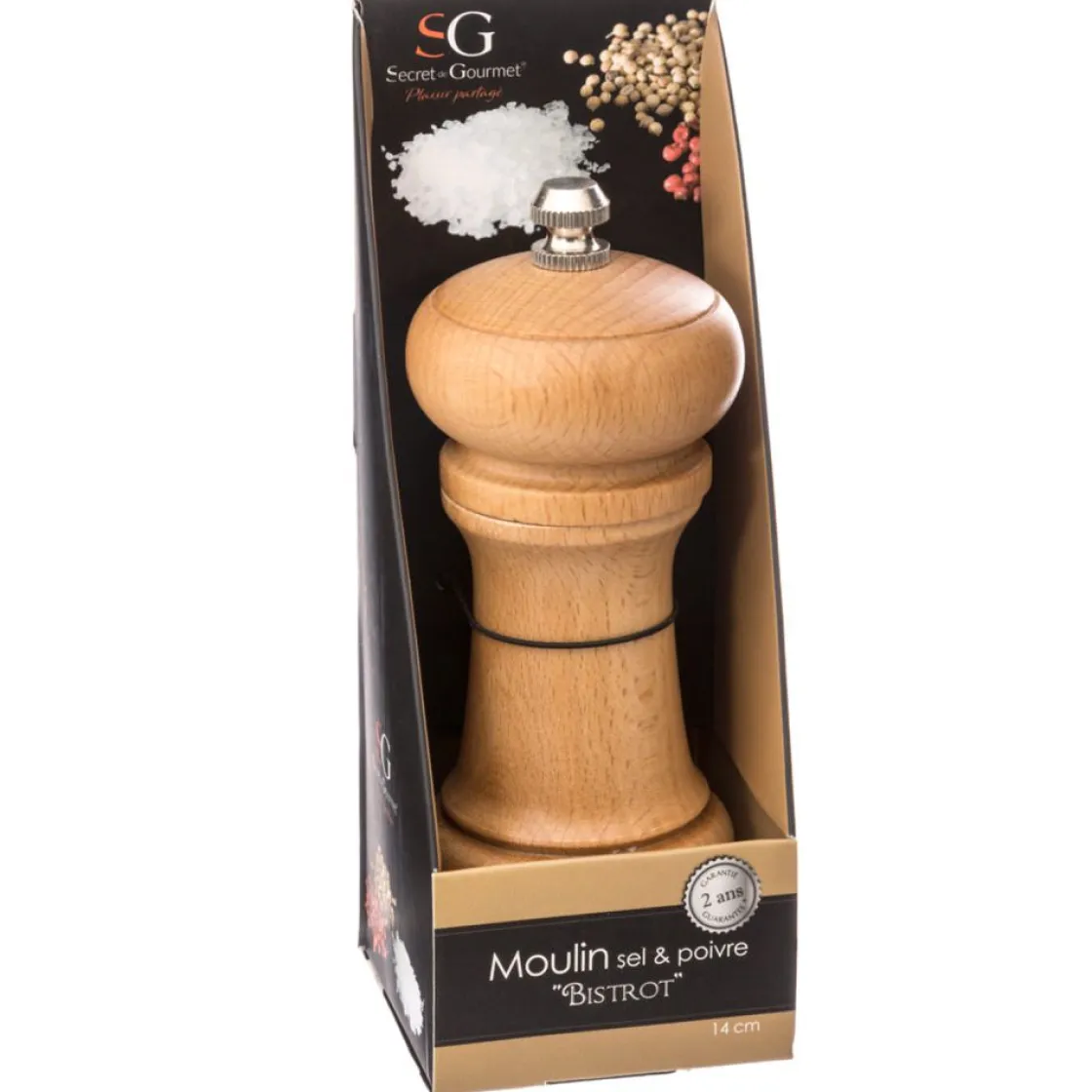 secret d'gourmet Vinagreras, Azucareros, Saleros Y Pimenteros>Molinillo Bistrot De Madera 14.5Cm