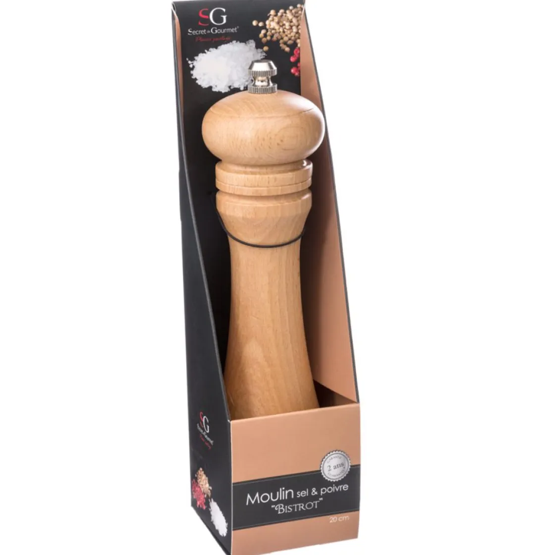 secret d'gourmet Vinagreras, Azucareros, Saleros Y Pimenteros>Molinillo Bistrot De Madera 20.5Cm