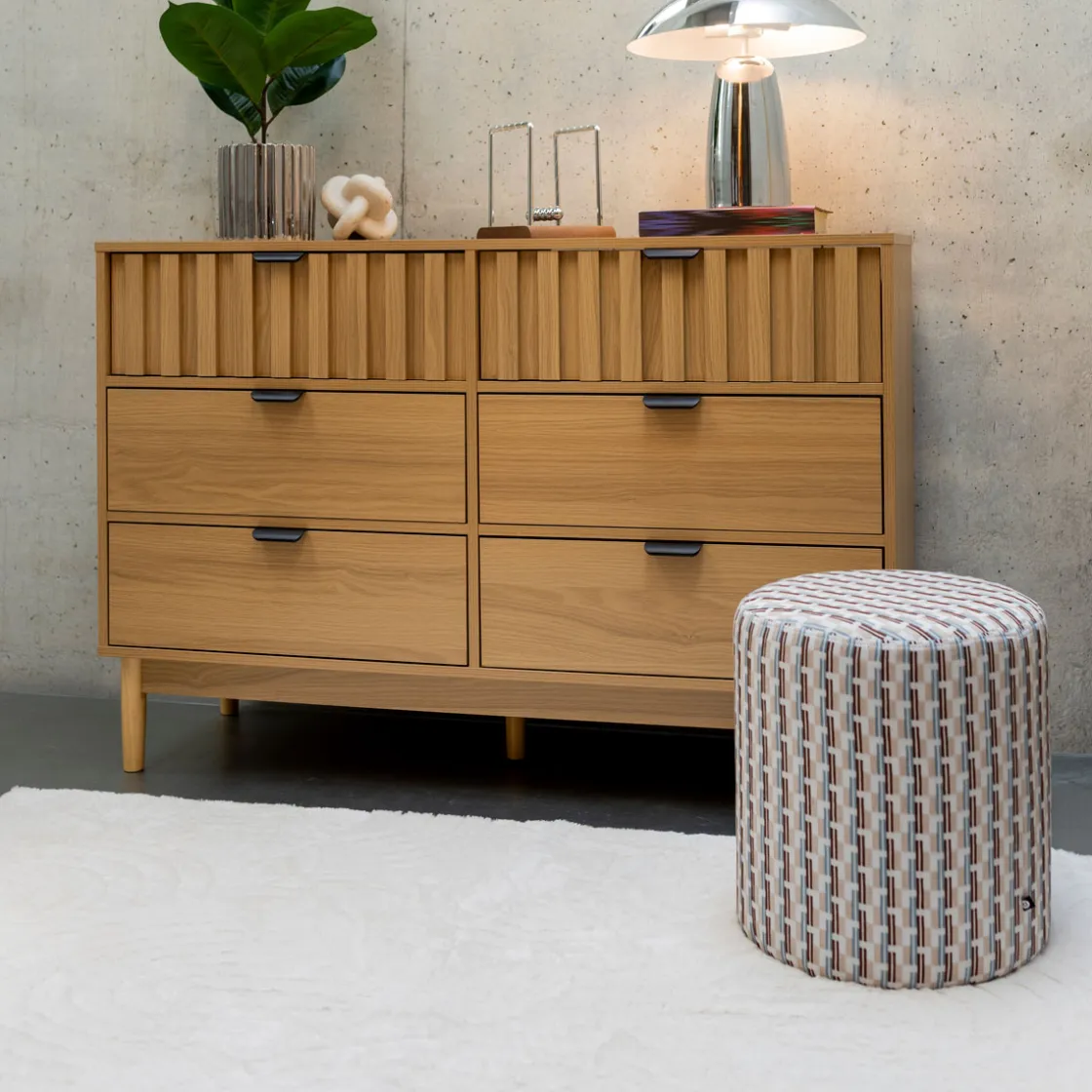 Muebles Y Carros De Apoyo|Estilo Contemporaneo>Mueble de apoyo RAWA beige con 6 cajones