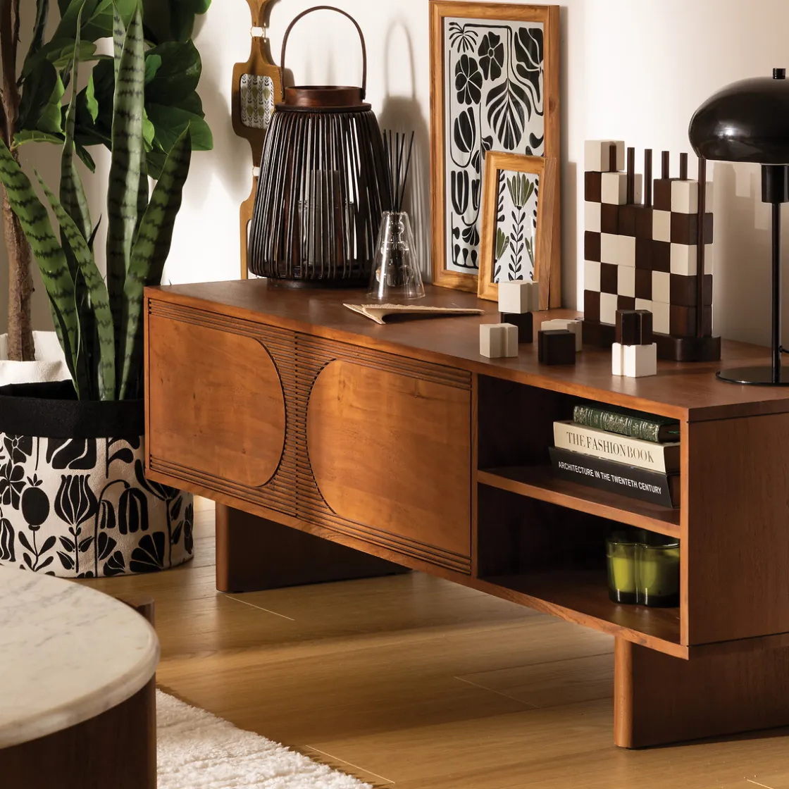 Aparadores Y Consolas|Estilo Industrial>Mueble para tv NANDA de madera de acacia 40cm