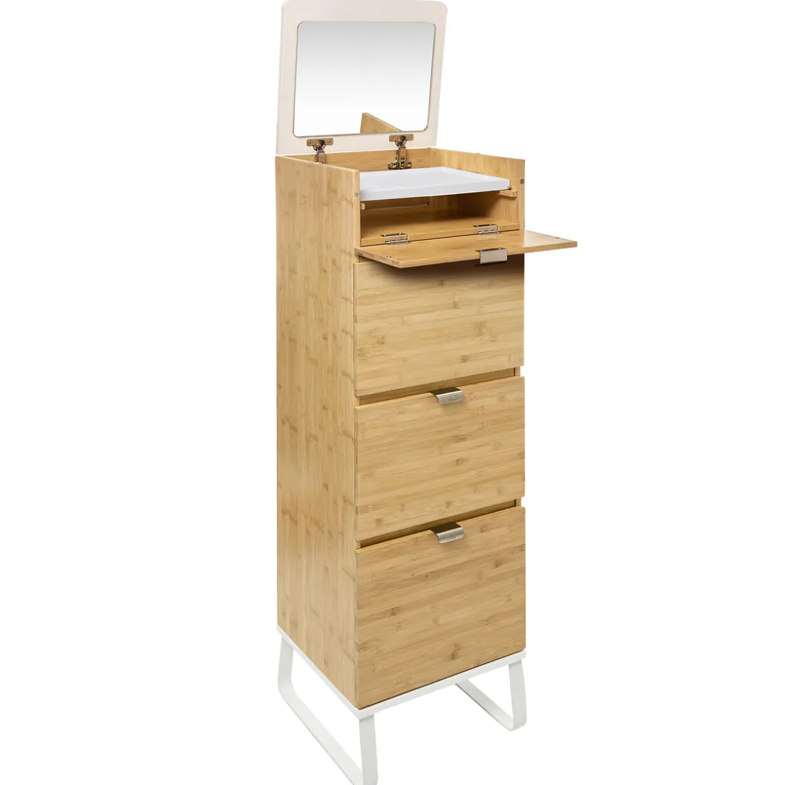5five Muebles Con Lavabo Y Auxiliares>Mueble wc con espejo y cajones de bambú