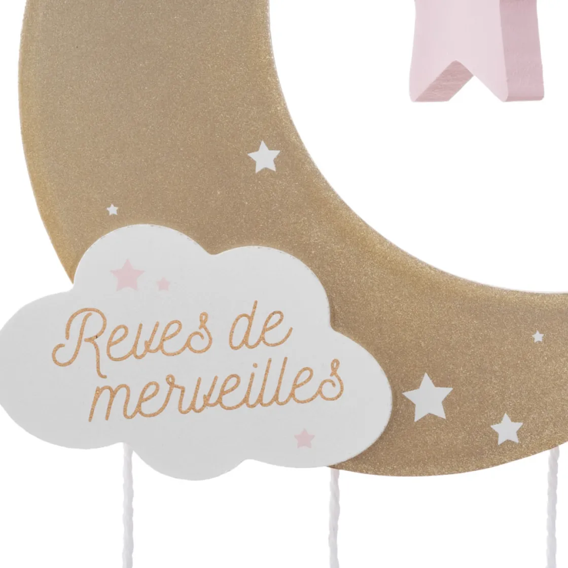atmosphera4kids Accesorios Decorativos>Móvil De Bebé Luna Rosa 15.6x1.2x43.5Cm