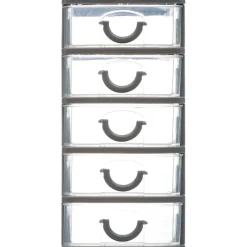 Accesorios De Almacenamiento>Organizador C/5 Cajones 9x13x18.7Cm Gris