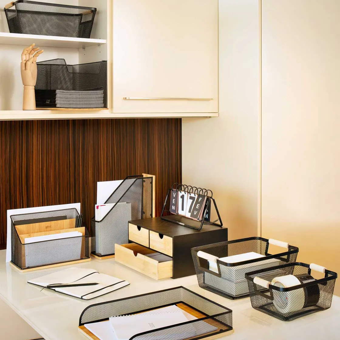 Cajas De Almacenamiento Y Organizadores>Organizador De Oficina Metal/Bambú