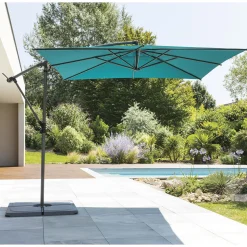 hespéride Parasol Y Bases>Parasol excéntrico MANOA azul canard 2.5x2.5m