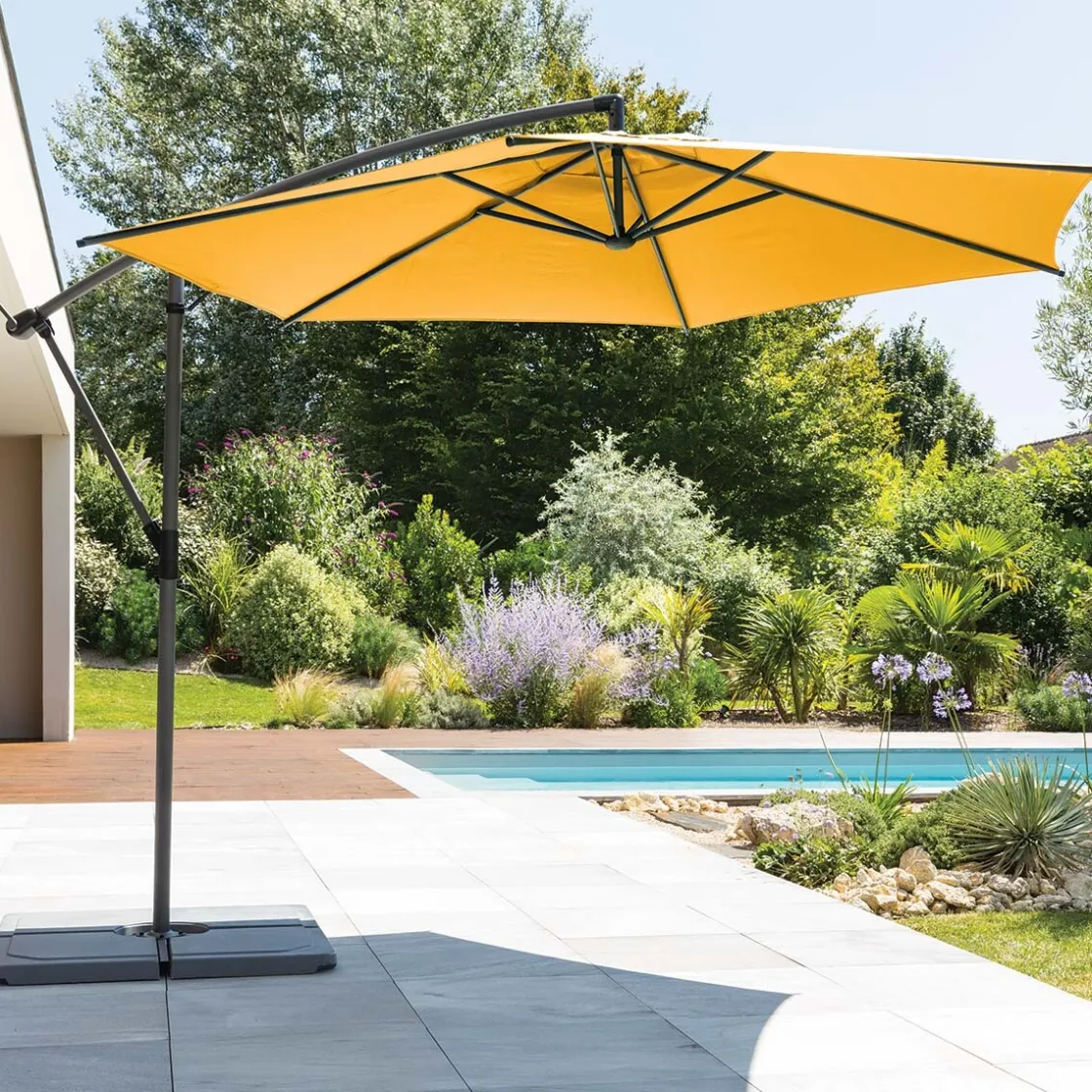 hespéride Parasol Y Bases>Parasol MANOA excéntrico mostaza 3m