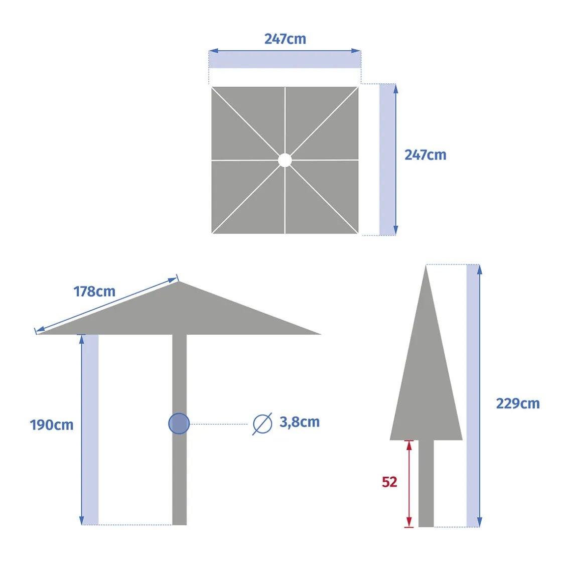 hespéride Parasol Y Bases>Parasol SOYA argile blé 2.5m