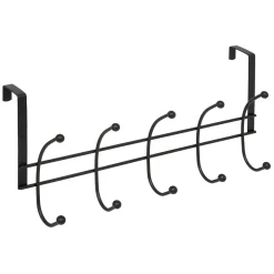 5five Perchas Y Travesaños>Percha De 10 Cabezas Con Ganchos Para Puerta Negro