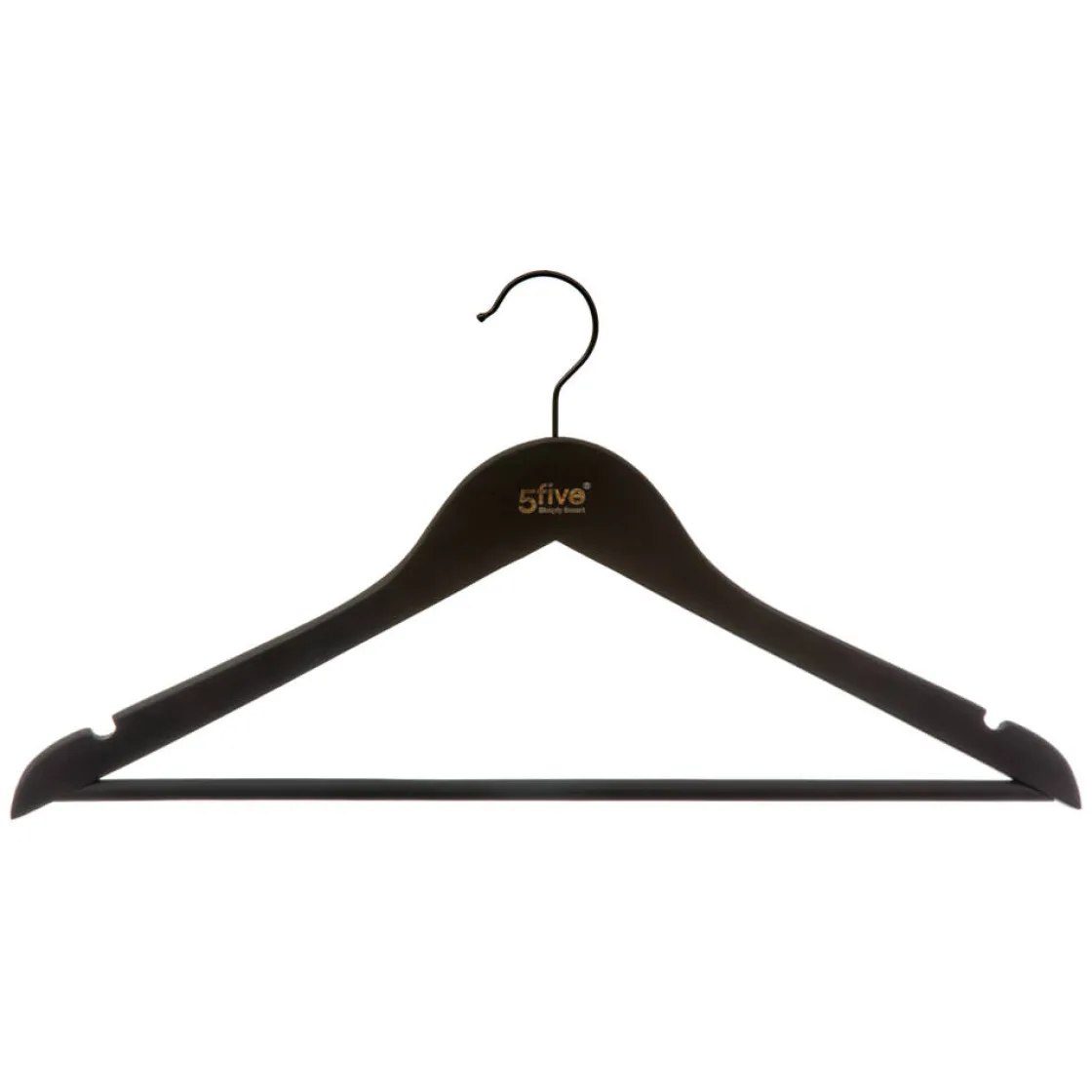 5five Perchas Y Travesaños>Percha De Madera Y Goma Negro 3Uds