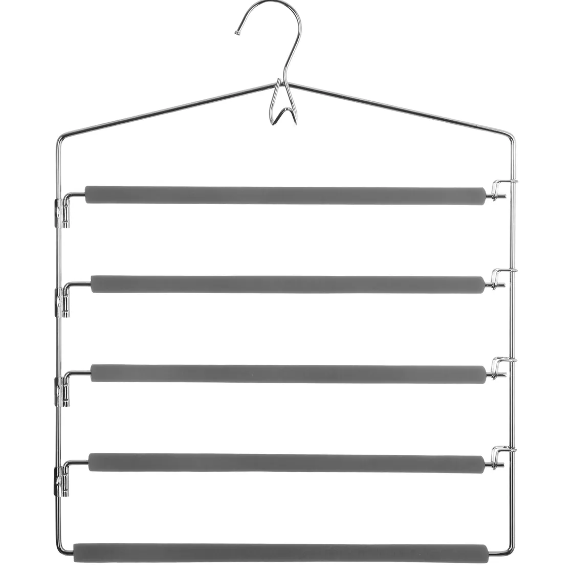 5five Perchas Y Travesaños>Percha Gris Para 5 Pantalones
