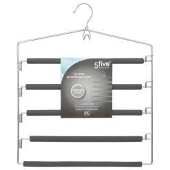 5five Perchas Y Travesaños>Percha Gris Para 5 Pantalones