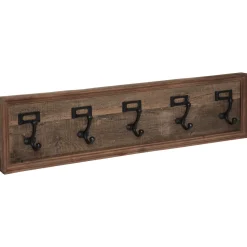 atmosphera Perchas Y Travesaños|Estilo Industrial>Perchero De Madera Con 5 Ganchos 82x20Cm