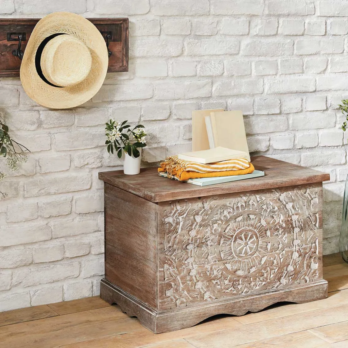 atmosphera Perchas Y Travesaños|Estilo Industrial>Perchero De Madera Con 5 Ganchos 82x20Cm