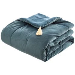 atmosphera Edredones Y Colchas>Pie De Cama Terciopelo Azul 80x180Cm