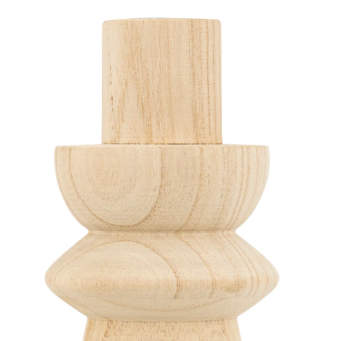 atmosphera Portavelas Y Candelabros|Estilo Étnico>Portavelas De Madera Beige Uma 16cm