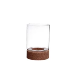 Portavelas Y Candelabros>Portavelas de vidrio con base de corcho 20cm