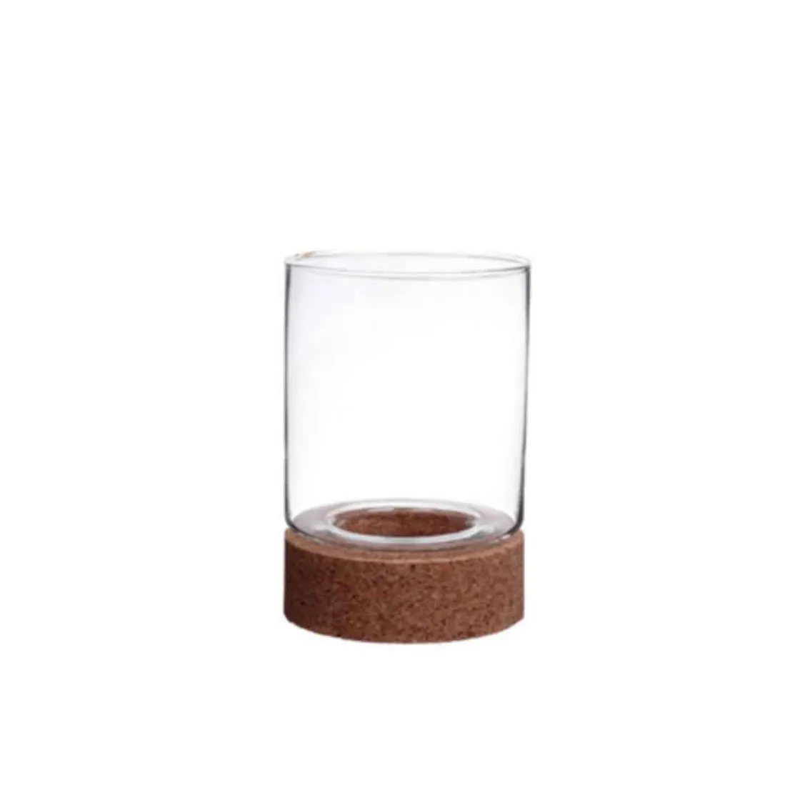 Portavelas Y Candelabros>Portavelas de vidrio con base de corcho 20cm