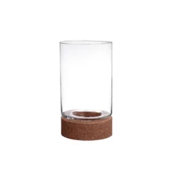 Portavelas Y Candelabros>Portavelas de vidrio con base de corcho 25cm