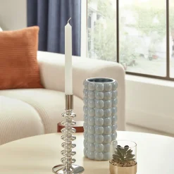 atmosphera Portavelas Y Candelabros>Portavelas SKY plateado de vidrio