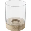 atmosphera Portavelas Y Candelabros|Estilo Contemporaneo>Portavelas Vidrio Base Madera 16x20Cm