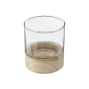 atmosphera Portavelas Y Candelabros|Estilo Contemporaneo>Portavelas Vidrio Base Madera 10x11.5Cm