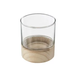 atmosphera Portavelas Y Candelabros|Estilo Contemporaneo>Portavelas Vidrio Base Madera 10x11.5Cm