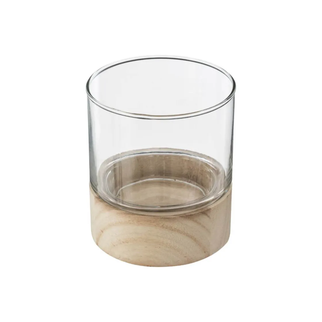 atmosphera Portavelas Y Candelabros|Estilo Contemporaneo>Portavelas Vidrio Base Madera 10x11.5Cm