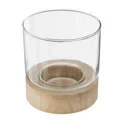 atmosphera Portavelas Y Candelabros|Estilo Contemporaneo>Portavelas Vidrio Base Madera 13x13.6