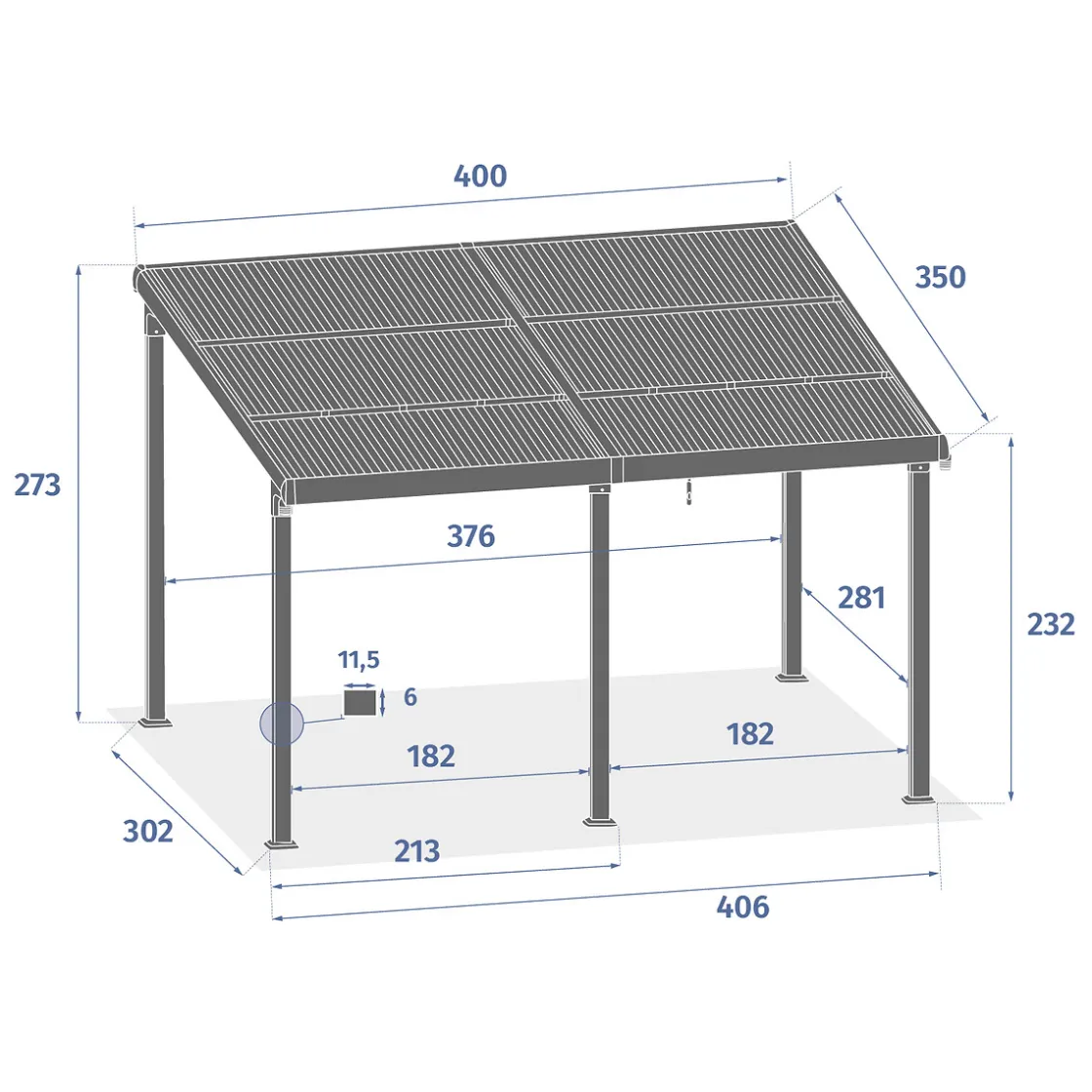 hespéride Pérgolas>Pérgola ENOLIE graphite de aluminio 3,5x4m