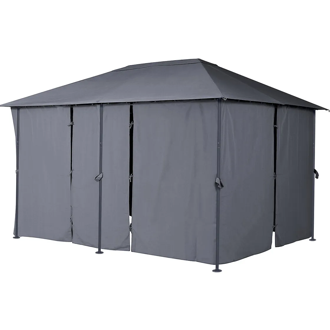 hespéride Pérgolas>Pérgola SANTORINI gris ardósia con cortinas 3x4m