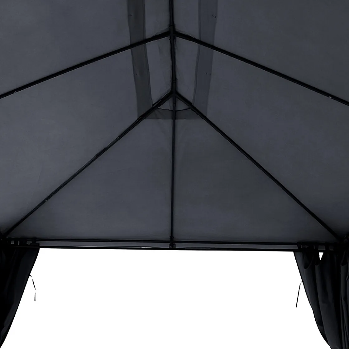 hespéride Pérgolas>Pérgola SANTORINI gris ardósia con cortinas 3x4m