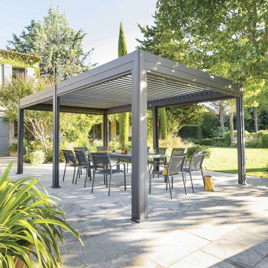 hespéride Pérgolas>Pérgola ÉVORA gris graphite 3,6x6m