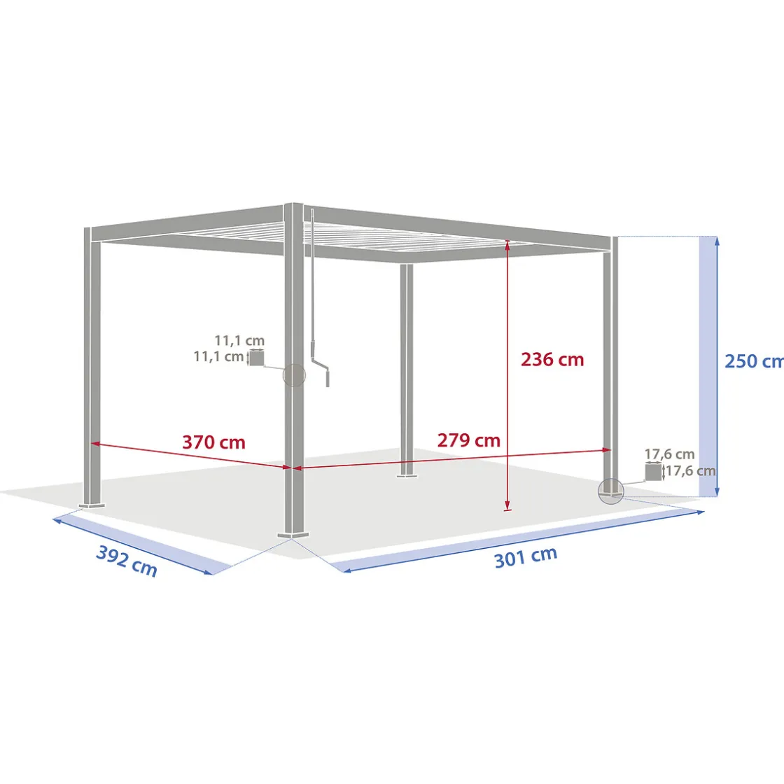 hespéride Pérgolas>Pérgola ÉVORA gris graphite 4x3m