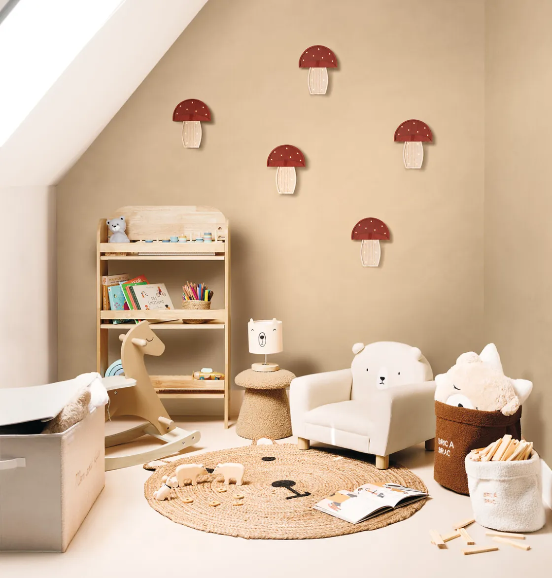 atmosphera4kids Mobiliario>Puf Ferme En Forma De Champiñón Marrón