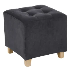 atmosphera Puff Y Banquitos>Puf Leandre Terciopelo Gris 35x35x35Cm